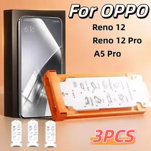 3-Pack HD Ceramic Screen Protector for Oppo Reno12/reo 12pro/a5 Pro, Bubble-Free, Scratch-Resistant, Easy Install with Tools Included