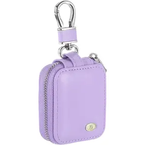 Earbuds Cases, Earphone Case Holder, PU Leather Ear Buds Case Zipper Organizer Small with Mesh Pocket for USB Cable, Wireless Wired Earphones, Purple