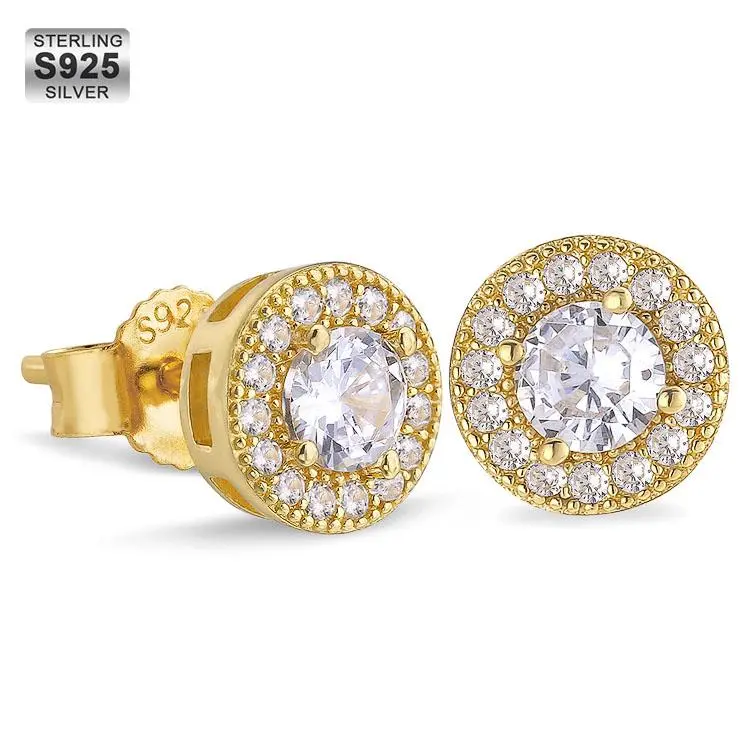 KRKC&CO Sparkle Stud Earrings for Men & Women, Gold-Tone Plated, Iced-Out Look, Premium Smooth Finish, Birthday Gift For Girl Friend, Dad To Daughter Gift Bullesye Earring Stacks Accessories Adults Men's Accessories Magnetic Earrings