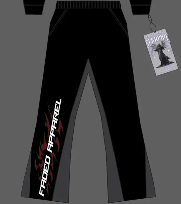 BLACK AND GREY FLARED SWEATPANTS-FADED APPAREL