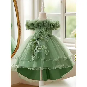 Sparkly Glitter Multi-Layer Chiffon Ball Dress Bridesmaid Graduation Wedding Four Seasons Princess Dress GARMENTARY