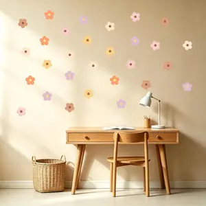 72 Pcs Flower Wall Decals, Boho Wall Stickers for Girls Kids Room, Removable Peel and Stick Wall Art Decorations, Wallpaper for Bedroom Nursery Playroom Classroom Living Room