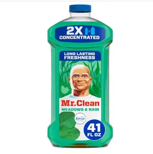 Mr. Clean All Purpose Cleaner, Floor Cleaner for Mopping Home, Bathroom, & Kitchen, Cleaning Liquid for Mop & Bucket, Cleaning Supplies, Multi-Surface Dilutable, Meadows & Rain, 41oz