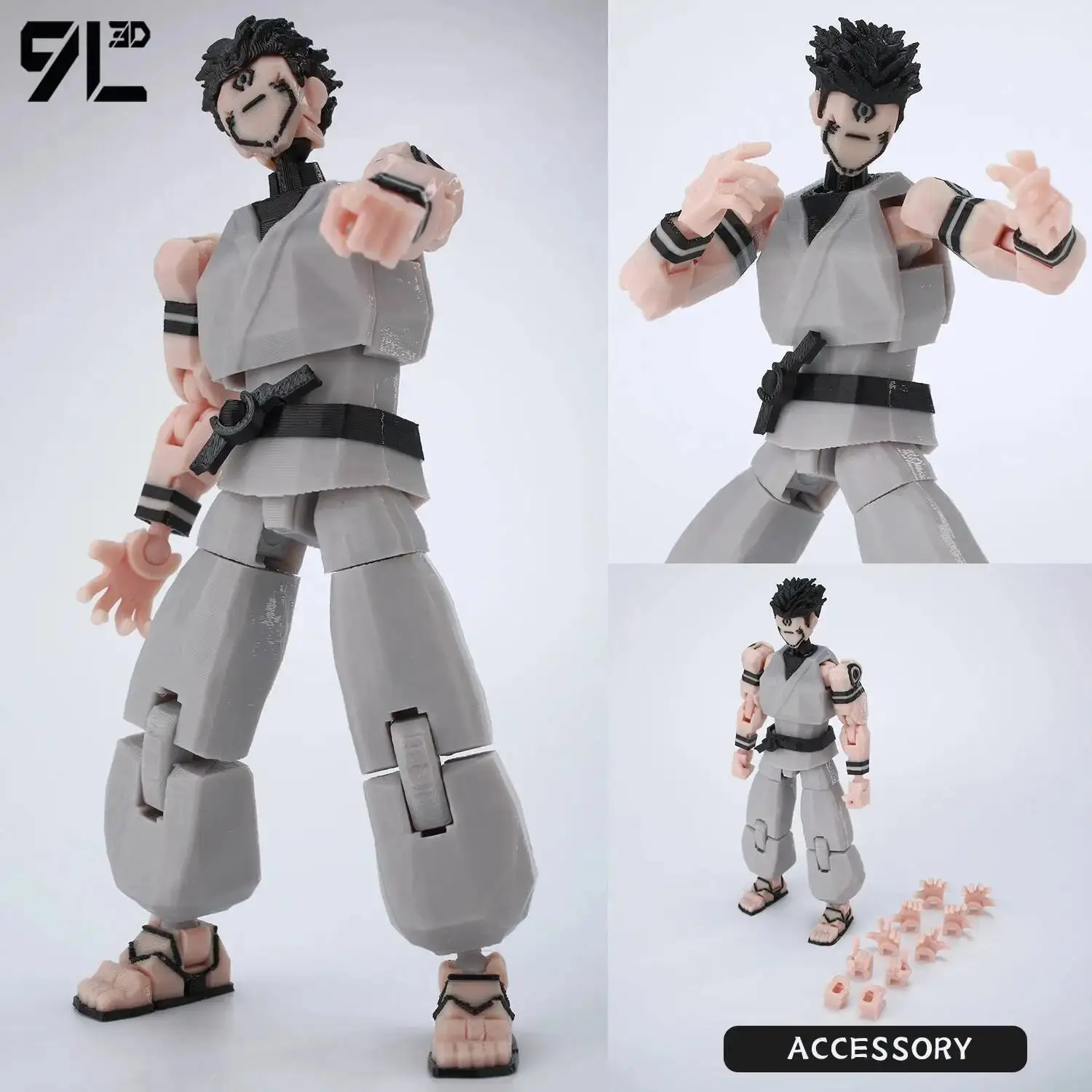 9L3D Printed Dummy13 T13 Grey Outfit Articulated Action Figure Model, 3D Print Collectible Toy, Anime Stress-Relief Toy