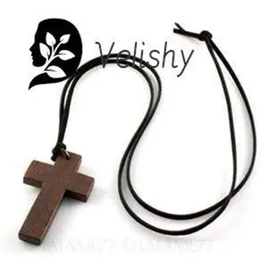 1pc Wood Cross Pendant Necklace Women Punk Statement Fashion Jewelry Kolye Fantaisie Woman Necklace