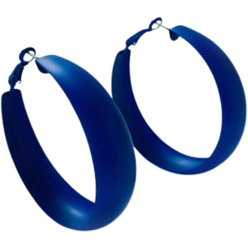 Matte Round Hoop Earrings Large Retro Neon Color Circle Earrings Multicolor Pierced Classic Lightweight Loops for Women Party Jewelry