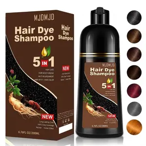 Instant Light Brown Hair Dye Shampoo (200ml + Travel Size) | 5-in-1 Hair Color for Women & Men | 99.99% Gray Coverage | Natural Herbal Formula | Fast-Acting in Minutes | Long Lasting Color | Portable Mini Pack for Travel & On-the-Go
