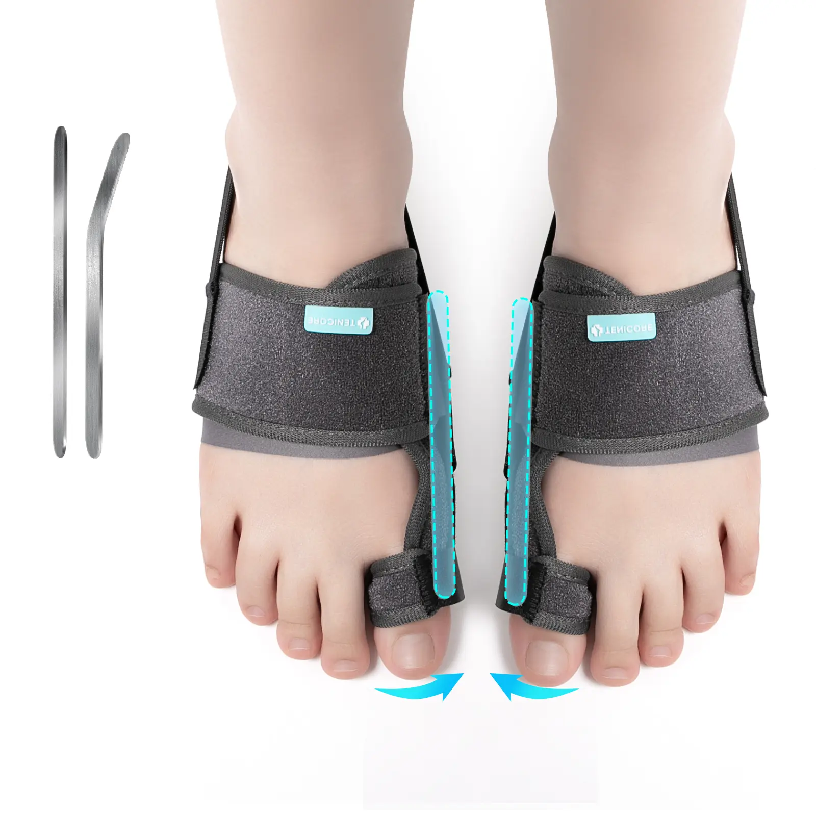 Bunion Corrector 2-Pack for Women & Men | Adjustable Big Toe Support | Dual 0° & 10° Support Plates | Soft Fabric Design | Day & Night Wear