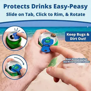 Alcove Living 2-in-1 Soda Can Opener & Rotating Can Cover - Effortless Tab Lifter for Long Nails & Seniors, Protective Beverage Lid to Keep Bugs & Dust Out, Essential Portable Gadget for Summer BBQ & Camping
