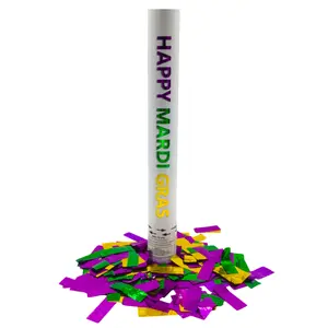 Purple, Green and Gold Mardi Gras Metallic Confetti Pieces Cannon 16" (Each)