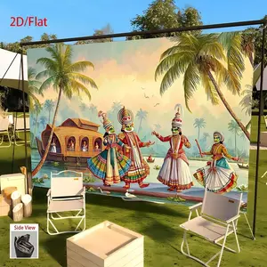 Vibrant Kerala Dance Art Print Polyester Banner - 1pc 2D/Flat Party Decoration Supplies, No Electricity Needed, Ideal for Midsummer Festival, Living Room Decor,summerwins