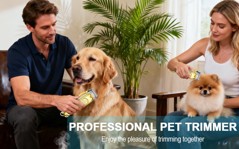 High-power pet hair clipper, grooming trimmer for dogs & cats. Low noise & no hair jamming, comes with guide combs & full accessories.