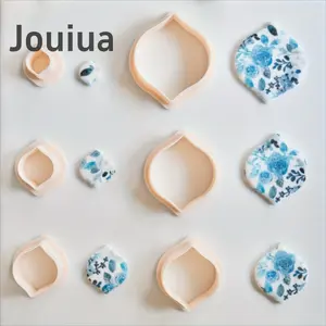 6Pcs Twisted Diamond Shape Polymer Clay Earring Cutters Set, Flower Orchid Clay Cutters for DIY Earring Jewelry Pendant Necklace Making, Different Sizes Geometric Shape Clay Cutters Set