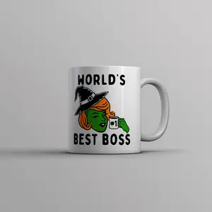 Worlds Best Boss Witch Mug Funny Office Job Sorceress Novelty Cup - 11oz Funny Coffee Mugs Ceramic Printed Drinkware Cup