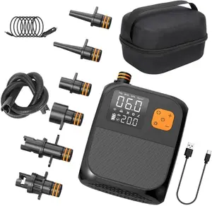 Wireless Rechargeable SUP Pump, 80W Portable Air Pump with 8000mAh Power Bank and Car Adapter, Fast Inflation for Paddle Boards, Kayaks, Boats, Pools, Tents and Outdoor Inflatables