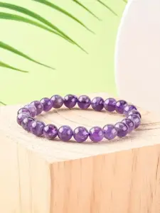 Natural Purple Crystal Beaded Bracelet, Elegant Fashion Accessories for Women & Girls, Trendy All-match & Exquisite Jewelry for Birthday Gift