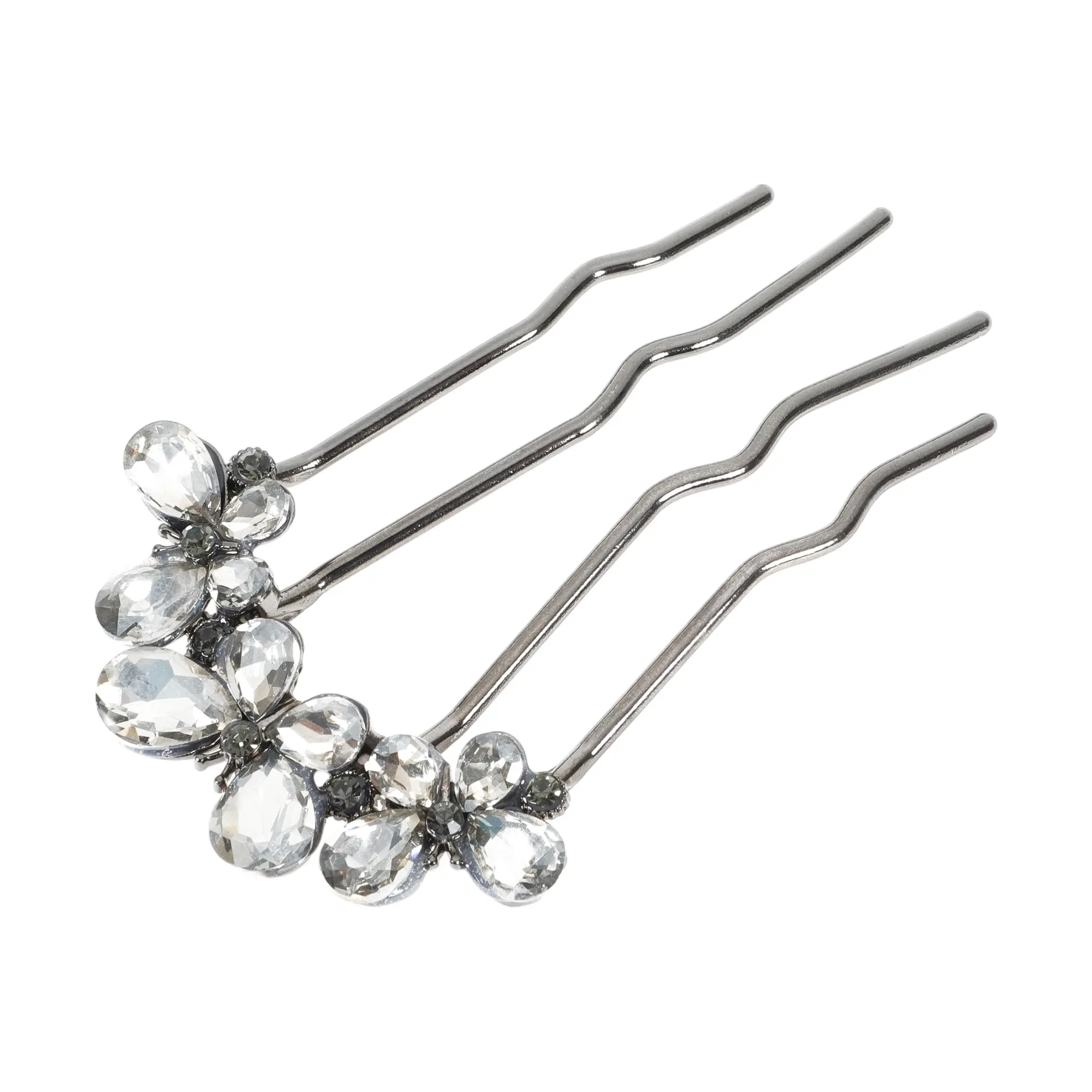 VOCOSTE Decorative Hair Combs, Rhinestone Butterfly Hair Comb, Stylish Bridal Side Comb, Hair Accessory for Elegant Styling, Black Gray
