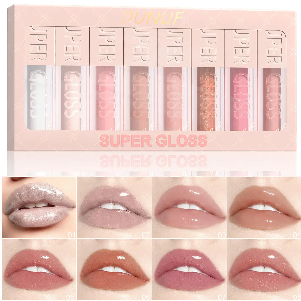 8Pcs Moisturizing Lip Glossy Makeup Set Long Lasting Hydrating Lipstick Waterproof Easy To Apply Lip Tint Suitable For Beginners To Use Cosmetic