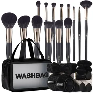 14PCS Multifunctional Cosmetic Tool Kit Waterproof Storage Pouch Makeup Sponges Triangle Powder Puffs Hairband Hand Wrist Straps Brush Cleaner Daily Beauty Grooming Accessories Combo Set For Personal Daily Styling Use