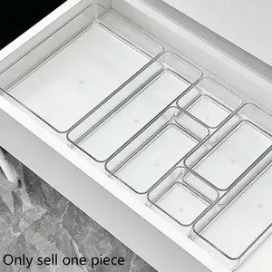 Drawer Organizer Tray, 1 Count Clear Rectangular Storage Box for Drawer, Stationery Organizer, Multi Compartment Design, Office Stationery & Supplies