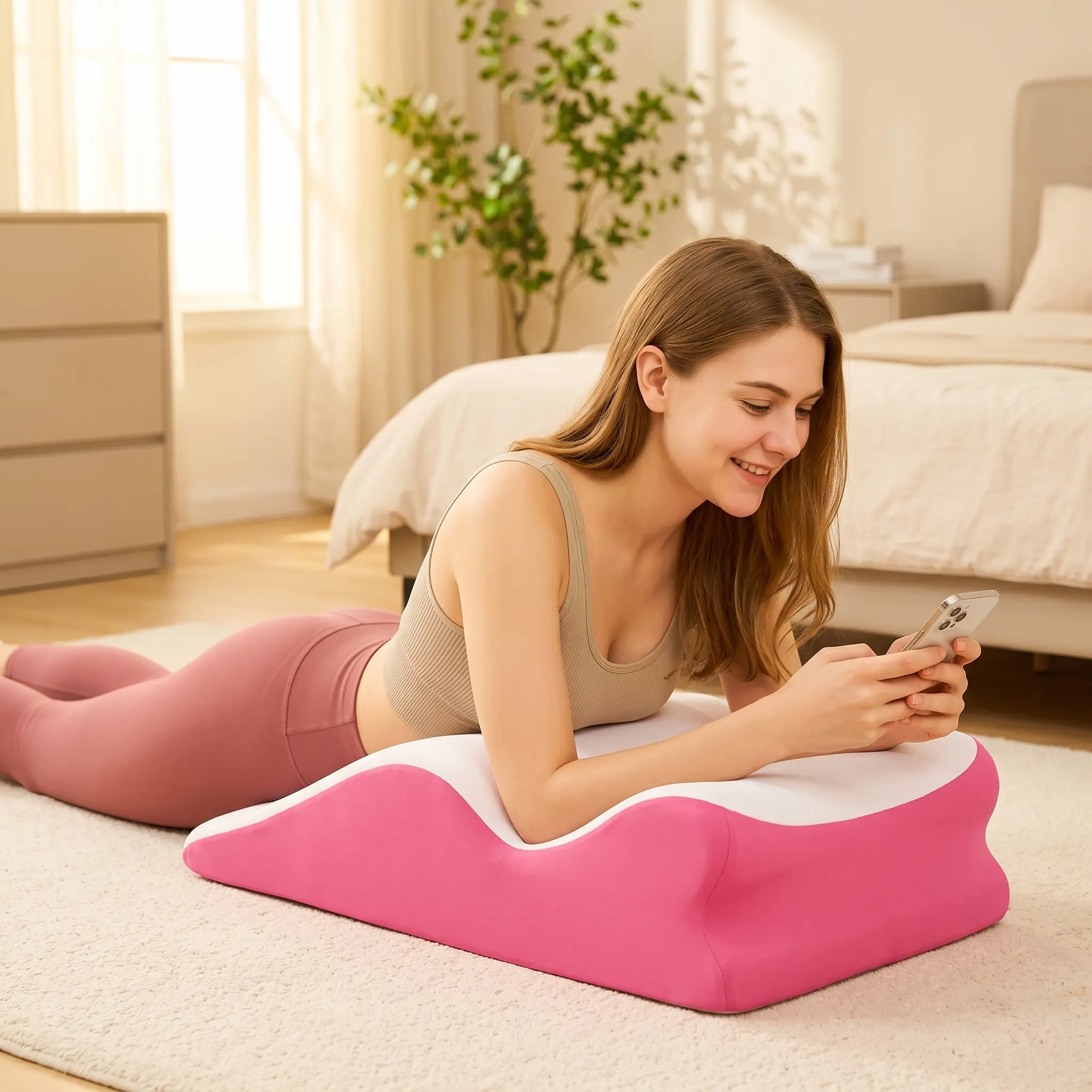 Ergonomic Memory Foam Back Rest Pillow - Raised Headrest, Support Foam, Wide Wedge Base for Bed Reading, Phone Time & Relaxing Leg Support