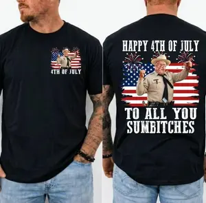 2-sided Comfort Colors Happy 4th of July To All You Sumbitches Shirt, Funny Buford T Justice Patriotic Graphic Tee, Retro Smokey and the Bandit USA Flag Humor Gift