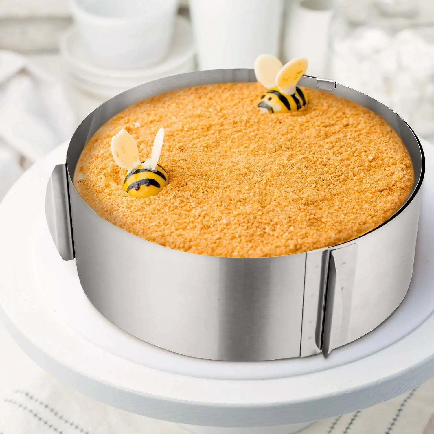 1pc Stainless Steel Adjustable Round Cake Mould, 6-12 Inch Expandable Mousse Ring, 2-In-1 Cake Slicing and Lifter Tool Set Bakeware