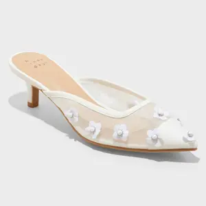 Women's Delilah Mesh Floral Mule Heels - A New Day