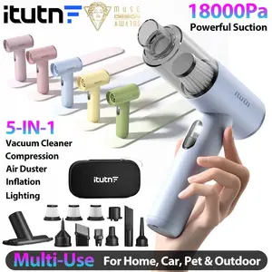 itutn car vacuum/blower L8, 5-in-1 Mini Vacuum Cleaner Cordless & Air Duster ,17000Pa Powerful Suction, Handheld Portable Vacuum For Car, Home, PC, Keyboard, Desk, Pet Hair Cleaning