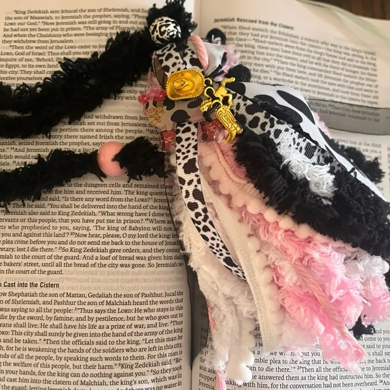 Bible Tassel Bookmark cow print