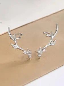 Fashionable Antler Design Stud Earrings, Elegant Rhinestone Decorated Bling Stud Earrings for Women, Trendy All-match & Exquisite Jewelry for Birthday Gift, Versatile Earrings