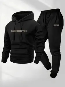 Men's Hoodie and Jogger Set Casual Long Sleeve Sweatshirt with Pants for Winter and Fall Comfortable Sportswear Outfit 3D Printed Holiday Sweatsuit Set Textured Sweatsuit