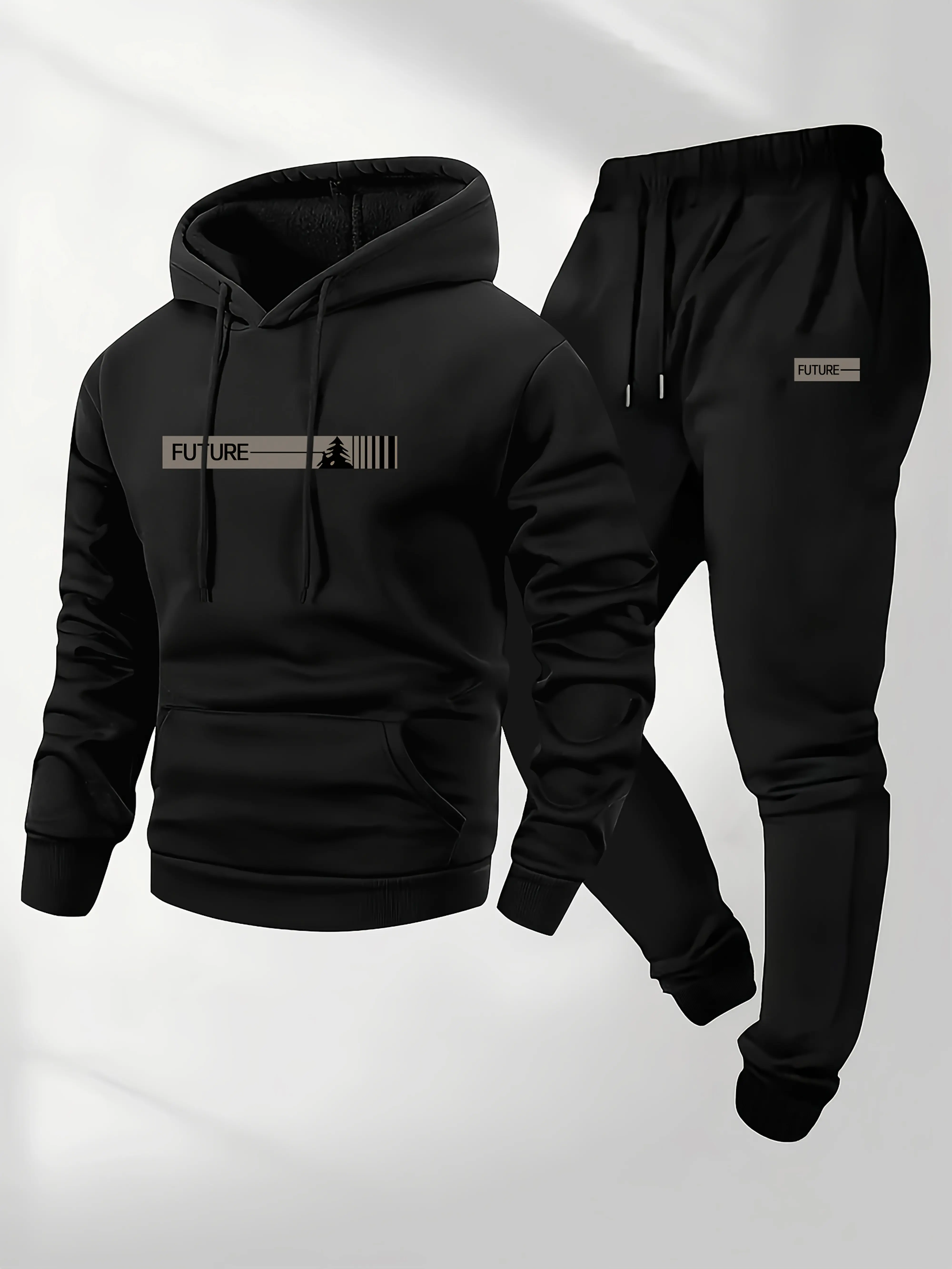 Men's Hoodie and Jogger Set Casual Long Sleeve Sweatshirt with Pants for Winter and Fall Comfortable Sportswear Outfit 3D Printed Holiday Sweatsuit Set Textured Sweatsuit