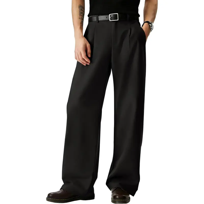 baggy black dress pants men Black baggy suit for men