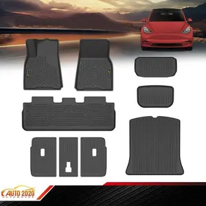 TPE Floor Mats Fit For 20-24 Tesla Model Y 5 Seats  Cargo Liner Backrest Mat 9PCS