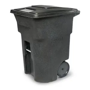 Toter 96 Gallon Blackstone Plastic Wheeled Indoor/Outdoor Hinged Lid Trash Can