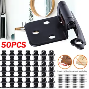 50 Pcs Matte Black Cabinet Hinges Overlay Self Closing for Kitchen Cabinet Door Semi Concealed Variable Overlay Hinge Rust Resistant
