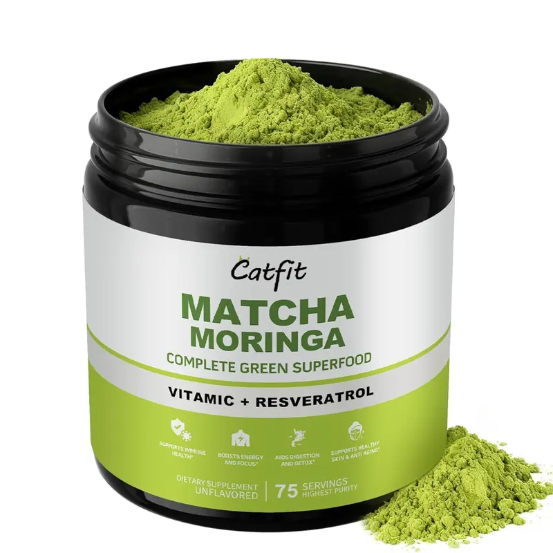 Matcha Powder – Superfood Blend with Moringa & Green Tea & Resveratrol, Energy & Focus Support, Immune & Antioxidant Defense, Vegan, Gluten-Free, 8oz