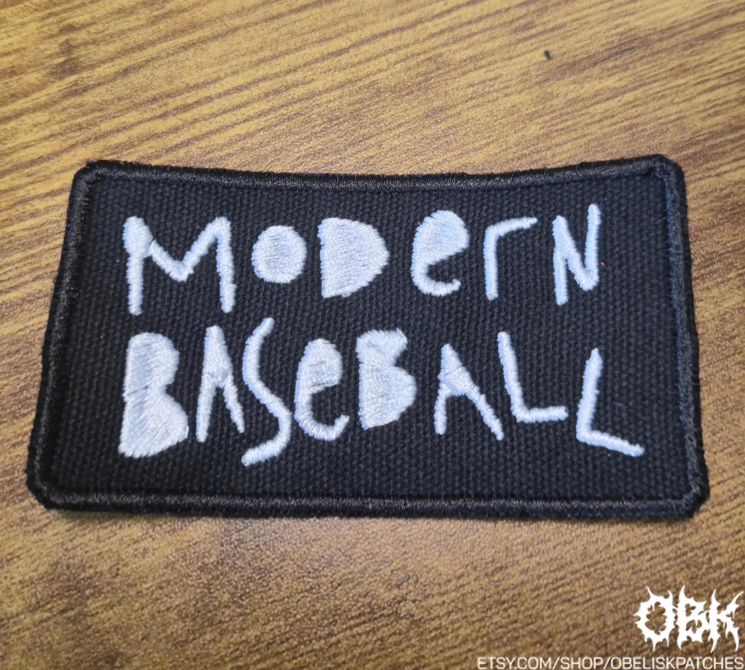 Modern Baseball Patch  Embroidered Canvas Patch - Multiple Sizes, Iron On, Velcro for bags, clothing