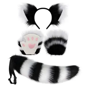 Fox Ears, Tail & Gloves 3-Piece Set – Soft Cute Animal Cosplay Accessories for Women | Halloween, Party, Winter Must-Have