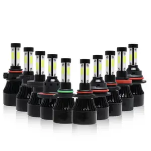 2pcs H4 H7 9005 9006 LED Headlight Bulbs, 4-Sided Car LED Headlights High and Low Beam Integrated Bulbs, 32000LM 500% Brightness 6500K White Light COB Chip, 360° Beam Angle, Plug and Play Easy Installation