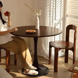 31.5 inch Round Dining Table with Tulip Steel Base Modern MDF Top for Small Space Multi-Function MVP Compact Office Desk Easy Clean Maintain