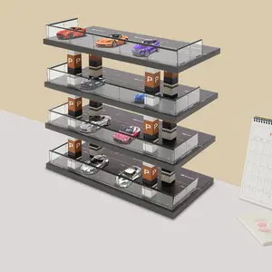 4 Tier Clear Acrylic Car Display Case 1:64 Scale Model Car Parking Garage Storage Showcase for Hot Wheels Matchbox Collection