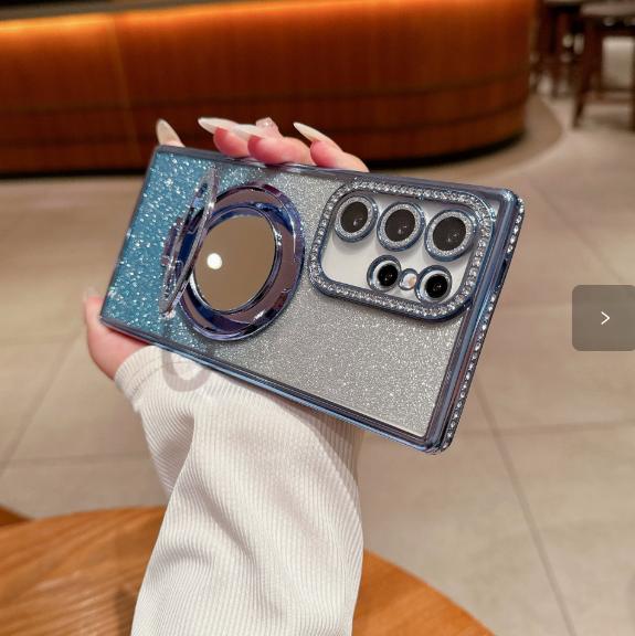 Compatible with S26Ultra/S25Ultra/s24 /s23 /s22 Mirror Stand Glitter phone case -HN-SX414-1