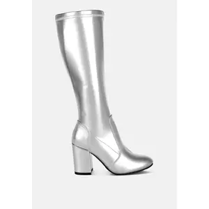 Rag & Co Womens Halara Metallic Pleather Long Boots 9