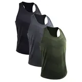NELEUS Men's 3-Pack Quick-Dry U-Neck Activewear Tank Tops - Breathable Sports Vest for Running, Summer Travel, Camping Essentials
