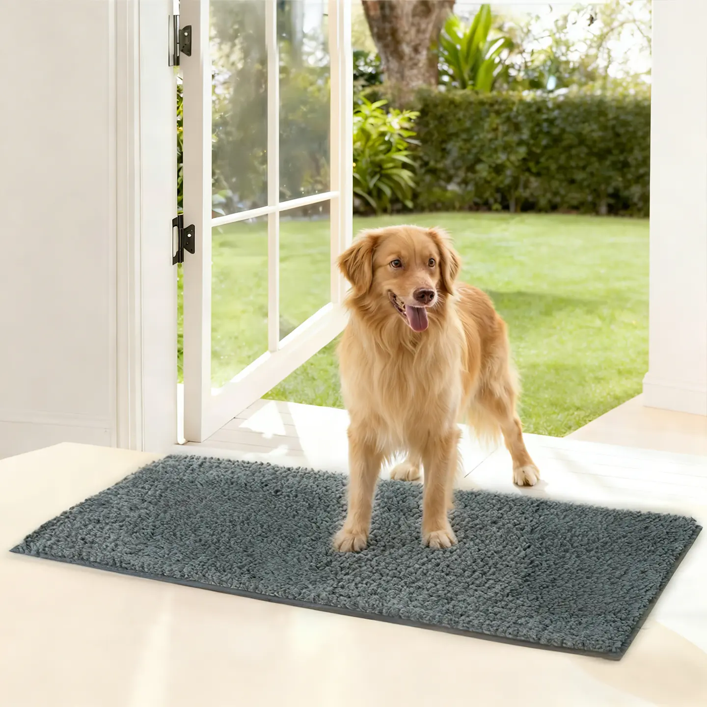 Super Absorbent Chenille Dog Door Mat for Muddy Paws, Non-Slip Washable Microfiber Pet Rug, Quick Dry Indoor Outdoor Entryway Carpet outdoorfun Waterproof Area Rugs