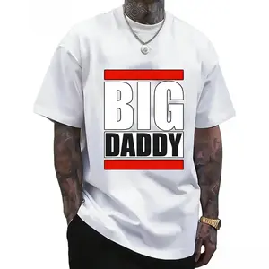 Men's oversized short-sleeve T-shirt with dad print, plus size, loose street style, pure cotton, breathable top, perfect gift for Dad on Father's Day, birthday, or Christmas. Fashionable casual shirt for tall men, machine washable
