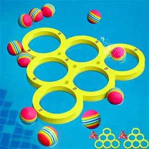 Pool Game Toy, 1 Count Floating Pool Game Toy with 10pcs Balls, Durable & Safe Throwing Game, Water Sports Toy for Home Party