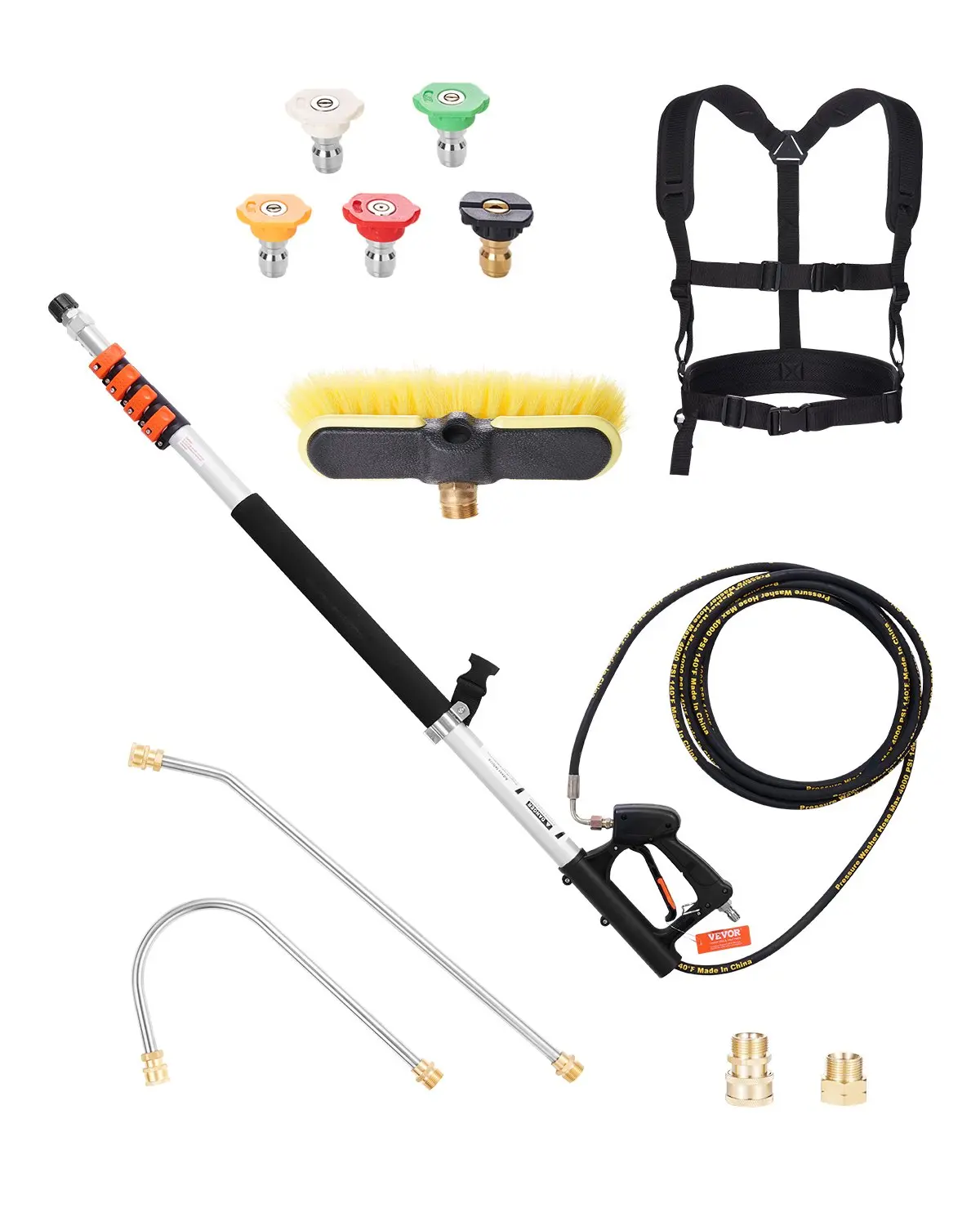 Pressure Washer Telescoping Wand 18 ft Brush Head Included Telescopic Spray Wand